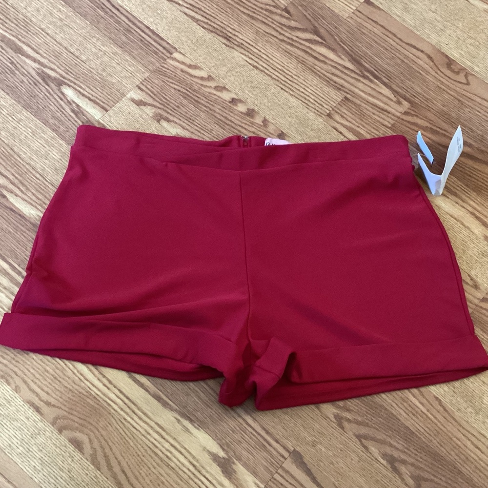 Bettie Page Red High-Waist Stretch Shorts